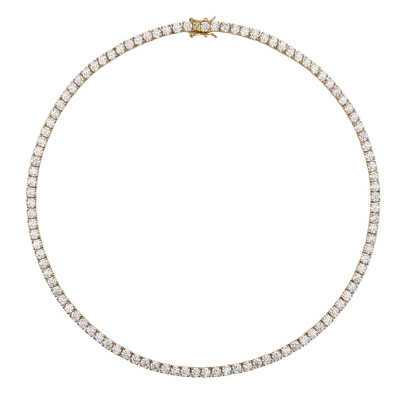 New. Dorsey “Kate” necklace 15”.  3.75 mm lab white sapphires, 18k gold plated. - Picture 5 of 8